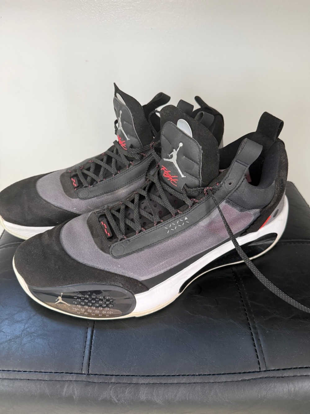 Jordan Black and Gray Flight retro with Red Accents Sz 13